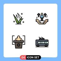 Stock Vector Icon Pack mit 4 Zeilen Zeichen und Symbolen für Gras Bildung Spring Man Rede editierbare Vektordesign-Elemente