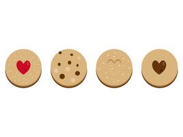 leckere Kekse in verschiedenen Formen und mit unterschiedlichen Geschmacksrichtungen vektor