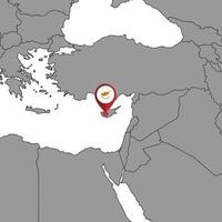 Pin-Karte mit Zypern-Flagge auf der Weltkarte. Vektor-Illustration. vektor