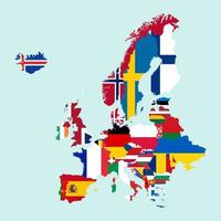 Europa Karta med flaggor. vektor illustration.