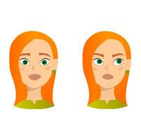 Gesichter von Mädchen mit unterschiedlichen Emotionen vektor