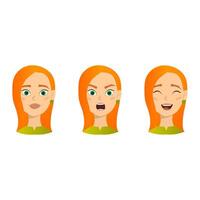Gesichter von Mädchen mit unterschiedlichen Emotionen vektor