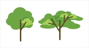 platt tecknad serie träd isolerat design. bunt uppsättning vektor