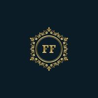 brev ff logotyp med lyx guld mall. elegans logotyp vektor mall.