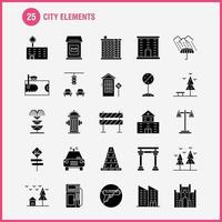 stad element fast glyf ikoner uppsättning för infographics mobil uxui utrustning och skriva ut design inkludera bil fordon resa transport gunga barn parker spela eps 10 vektor