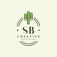 sb Anfangsbuchstabe grüner Kaktus-Logo-Vektor vektor
