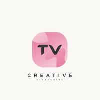 TV första brev logotyp ikon design mall element med Vinka färgrik konst. vektor