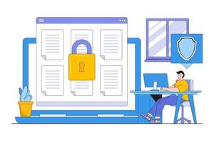 flaches sicheres login-konzept mit menschenzeichen. minimale Vektorillustration des Entwurfsdesignstils für Zielseite, Webbanner, Infografiken, Heldenbilder. vektor