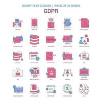 gdpr-symbol düstere flache farbe vintage 25 icon pack vektor