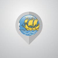 Kartennavigationszeiger mit Saint Pierre und Miquelon Flag Design Vector