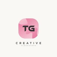 tg anfangsbuchstabe logo icon design template elemente mit wellenfarbener kunst. vektor