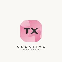 tx anfangsbuchstabe logo icon design template elemente mit wellenfarbener kunst. vektor