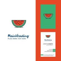 kreatives Logo der Wassermelone und vertikaler Designvektor der Visitenkarte vektor