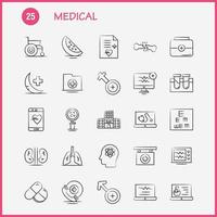 medicinsk hand dragen ikoner uppsättning för infographics mobil uxui utrustning och skriva ut design inkludera tabletter medicinsk medicin vetenskap kapsel formel medicinsk medicin samling modern infographic logotyp vektor