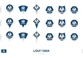 Sammlung der Louisiana-Flagge in verschiedenen Formen und mit drei verschiedenen Effekten. vektor