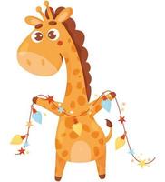 söt giraff med en krans vektor