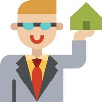 ombud sälja försäljare verklig egendom hus - platt ikon vektor