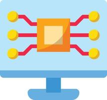 Elektronisches Computersystem mit digitalem Bildschirm - flaches Symbol vektor