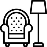 levande rum soffa stol lampa möbel - översikt ikon vektor