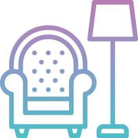 levande rum soffa stol lampa möbel - lutning ikon vektor
