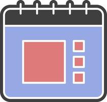 Kalender, Beckenvariant-Farbsymbol vektor