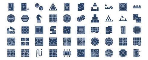 Sammlung von Symbolen im Zusammenhang mit Tischspielen, einschließlich Symbolen wie Air Hokey, Schach, Casino-Chips und mehr. vektorillustrationen, pixelperfekter satz vektor