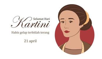 selamat hari kartini. översättning Lycklig kartini dag. vektor