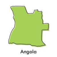 angola Karta - enkel hand dragen stiliserade begrepp med skiss svart linje översikt kontur Karta. Land gräns silhuett teckning vektor illustration