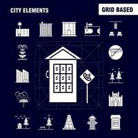 stad element fast glyf ikoner uppsättning för infographics mobil uxui utrustning och skriva ut design inkludera bil fordon resa transport gunga barn parker spela eps 10 vektor