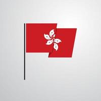 Design-Vektor mit wehender Flagge Hongkongs vektor