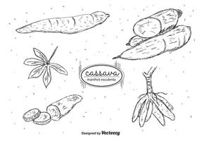 Hand Drawn Cassava Vector Pack