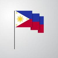philippinen wehende flagge kreativer hintergrund vektor