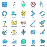 25 Business Concept Mix Flat Color Icon Set vektor