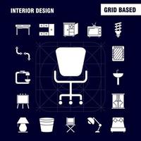 interiör design fast glyf ikoner uppsättning för infographics mobil uxui utrustning och skriva ut design inkludera järn elektronik Hem apparater elektronik objekt bad badkar eps 10 vektor