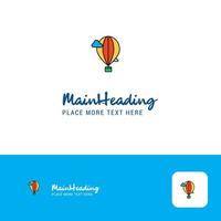 kreatives heißluftballon-logo-design flacher farblogoplatz für tagline-vektorillustration vektor