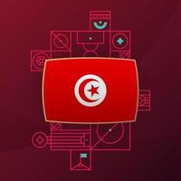 tunisien flagga för 2022 fotboll kopp turnering. isolerat nationell team flagga med geometrisk element för 2022 fotboll eller fotboll vektor illustration