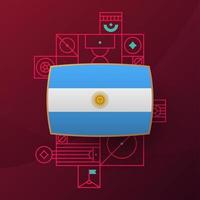 argentinische flagge für das fußballpokalturnier 2022. isolierte nationalmannschaftsflagge mit geometrischen elementen für 2022 fußball- oder fußballvektorillustration vektor