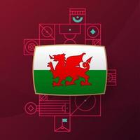 Wales-Flagge für das Fußballpokalturnier 2022. isolierte nationalmannschaftsflagge mit geometrischen elementen für 2022 fußball- oder fußballvektorillustration vektor