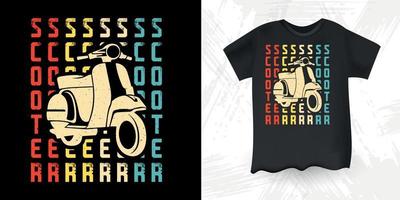 rolig skoter motorcykel retro årgång skoter t-shirt design vektor