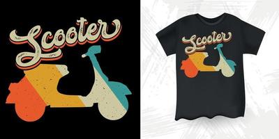 rolig skoter motorcykel retro årgång skoter t-shirt design vektor