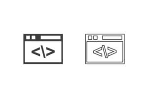 Programmiersymbole flaches Design oder Programmiersymbole. 2 Stil von Programmiersymbolen isoliert auf weißem Hintergrund. vektor