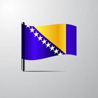 bosnien och herzegovina vinka skinande flagga design vektor