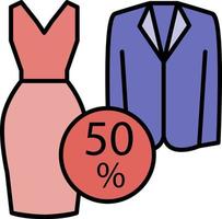 klänning, kostym, 50 procent Färg ikon vektor