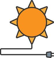 Sonne mit Symbol für die Farbe des elektrischen Steckers vektor