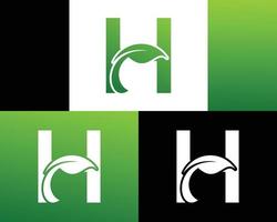 abstrakt brev h grön blad logotyp vektor