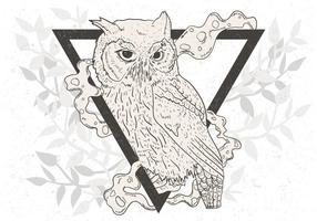 Hand Drawn svart och White Owl vektor