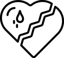 Liniensymbol für gebrochenes Herz vektor