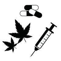 Drogen, Cannabis, Injektionssymbol-Vektordesign vektor