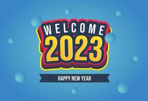 Willkommen 2023 Texteffekte für Banner, Grußkarten und andere vektor