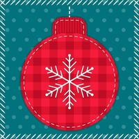 röd och blå jul patchwork illustration med jul träd boll och snöflinga. täcke design från sys element i retro stil för barn textil, tyg bakgrund, gåva förpackning. vektor